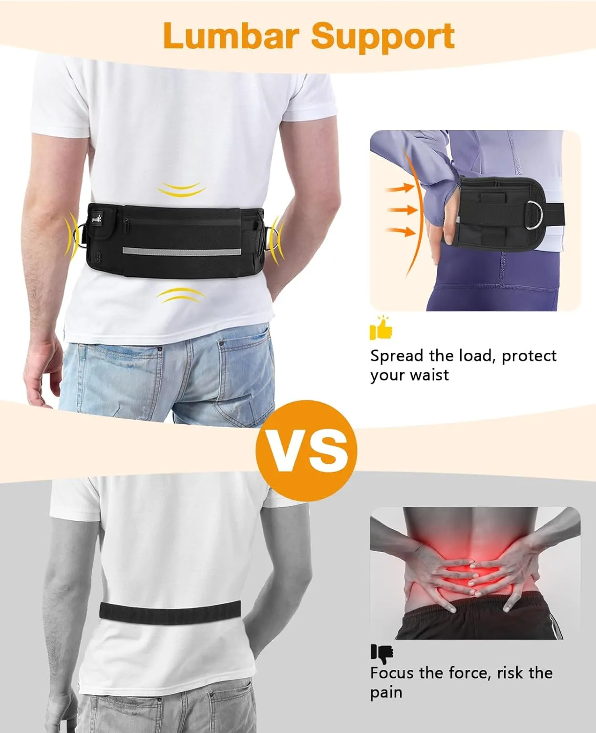 Pecute Hands Free Dog Leash with Pouch, Waist Belt Fanny Pack with Soft Pads, Dual Padded Handles and Durable Bungee for Walking, Hiking, Jogging Biking,Running,Black(Up to 150lbs)