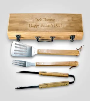 Personalized 3 Piece Bamboo BBQ Set for Father's Day