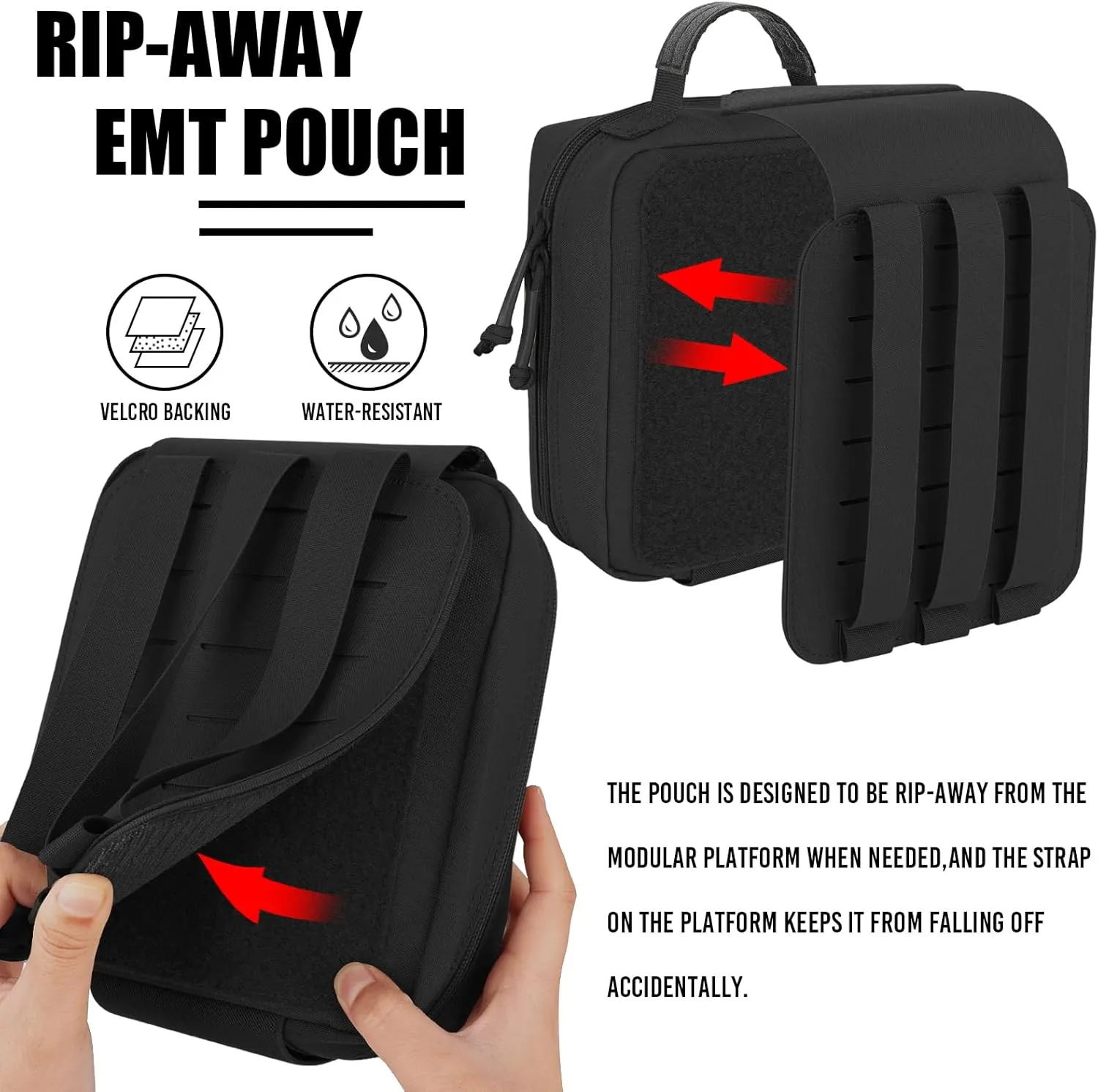 PETAC GEAR Tactical Rip Away Medical IFAK Pouch Tear Off First Aid EDC Pouches Molle & Belt Outdoor Emergency Survival Bag