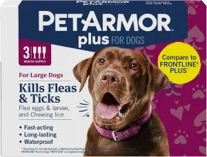 PetArmor Plus Flea and Tick Prevention for Dogs, Dog Flea and Tick Treatment, 6 Doses, Waterproof Topical, Fast Acting, Large Dogs Dogs (45-88 lbs)