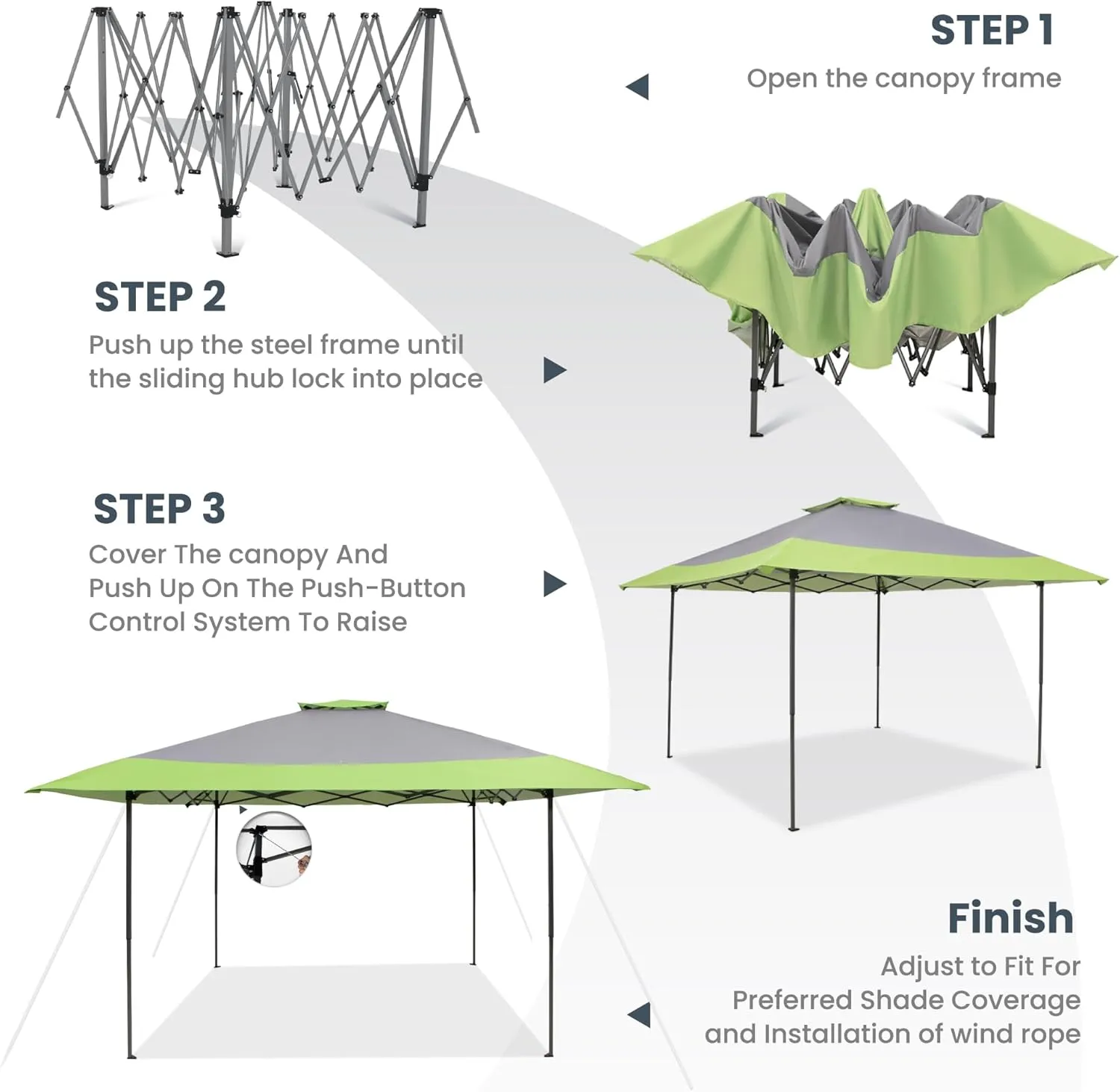 PHI VILLA Pop-Up Canopy Tent 13x13 Instant Shelter Outdoor Canopy with Wheeled Bag,Green