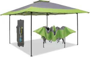 PHI VILLA Pop-Up Canopy Tent 13x13 Instant Shelter Outdoor Canopy with Wheeled Bag,Green