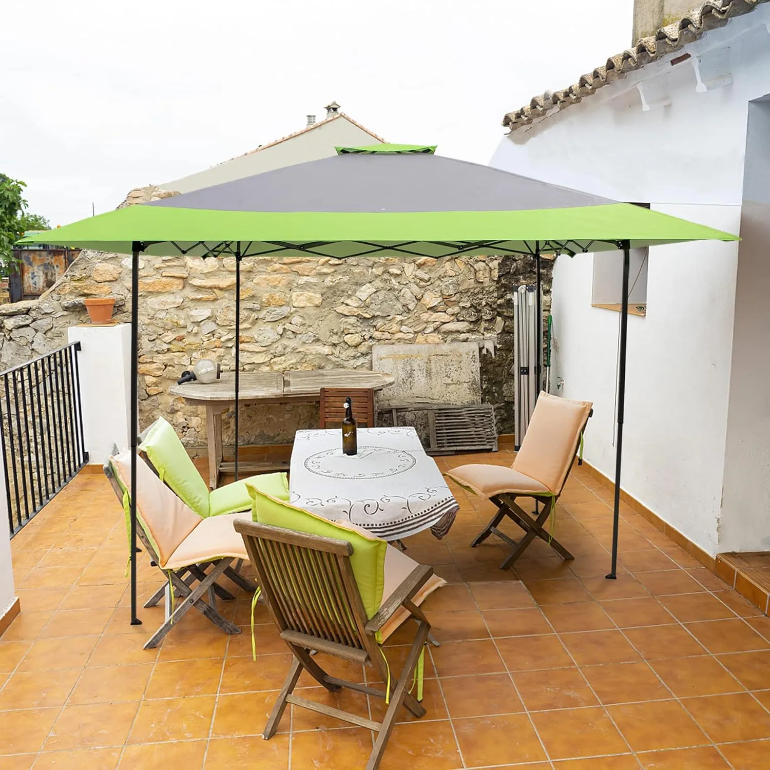 PHI VILLA Pop-Up Canopy Tent 13x13 Instant Shelter Outdoor Canopy with Wheeled Bag,Green