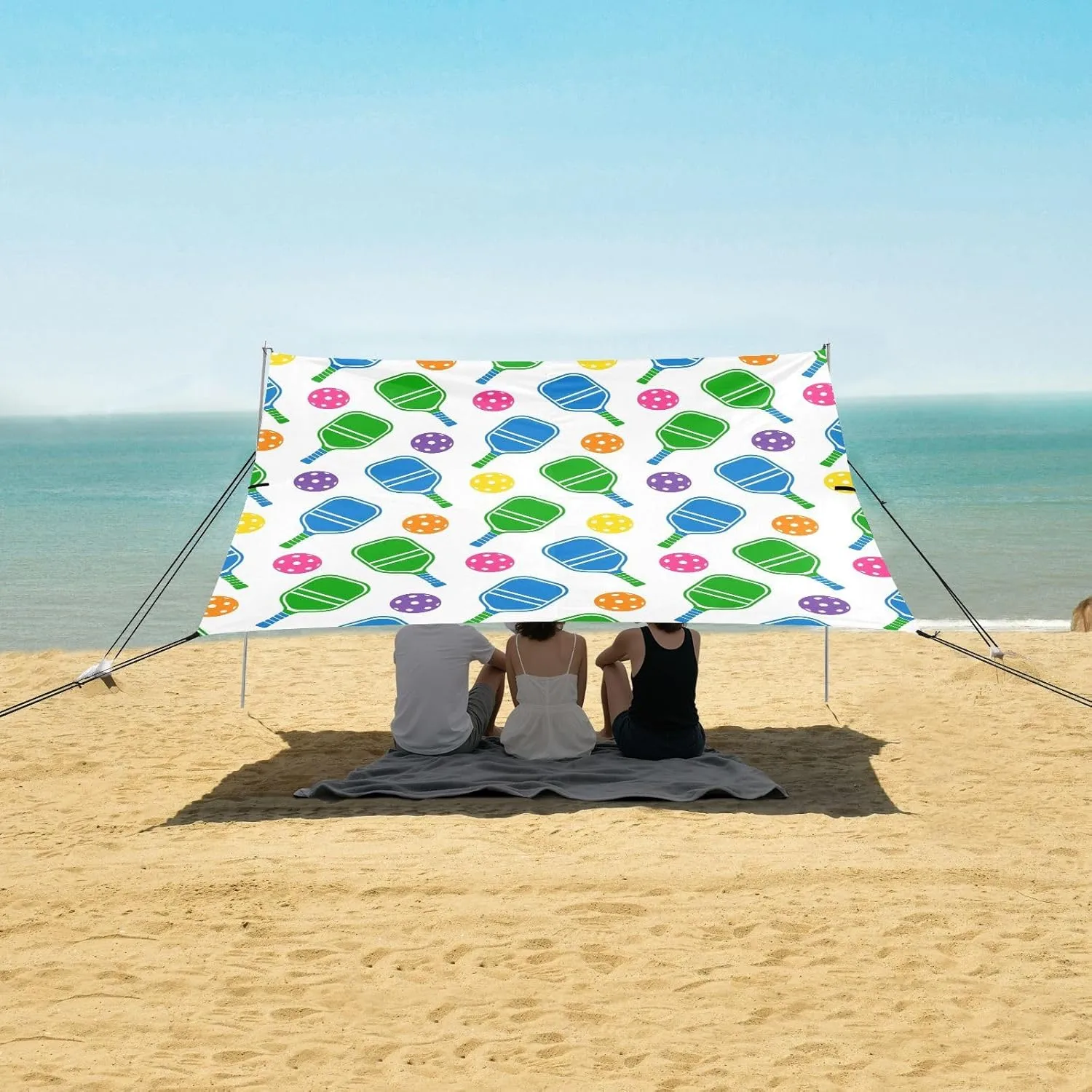 Pickleball Beach Canopy Tent Anti-UV & Wind Resistant, Camping Sun Shelter Easy Setup Portable,Outdoor Shade Tents with Sandbags,Sand Shovels,Ground Pegs & Stability Poles