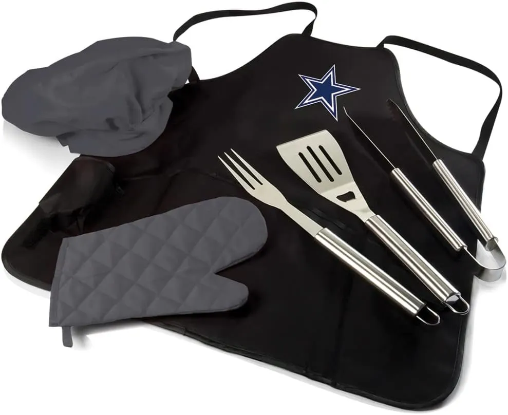 Picnic TIME BBQ Apron Tote Pro Grill Set, (Black with Gray Accents)