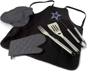 Picnic TIME BBQ Apron Tote Pro Grill Set, (Black with Gray Accents)