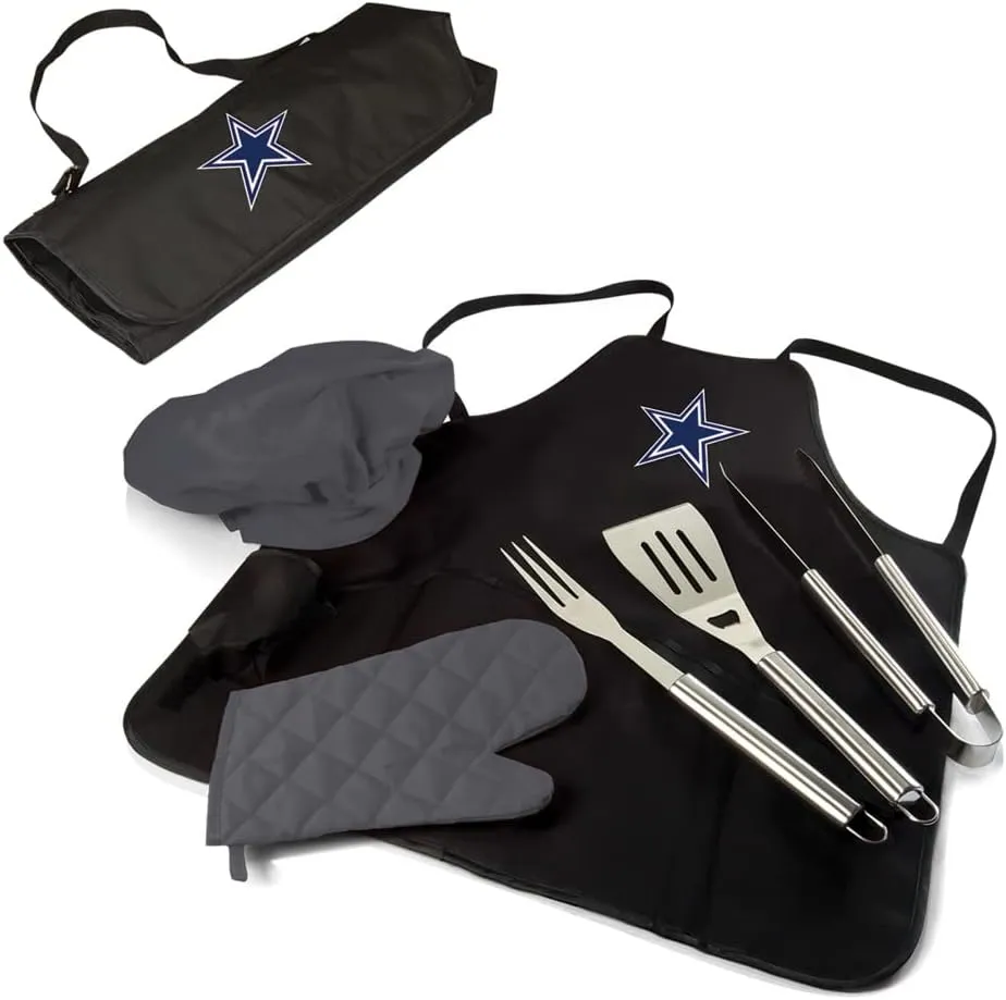 Picnic TIME BBQ Apron Tote Pro Grill Set, (Black with Gray Accents)