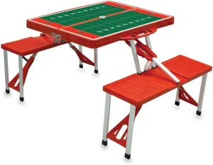 PICNIC TIME NCAA Louisville Cardinals Football Field Folding Picnic Table - Camping Table - Outdoor Table with Umbrella Hole, (Red)