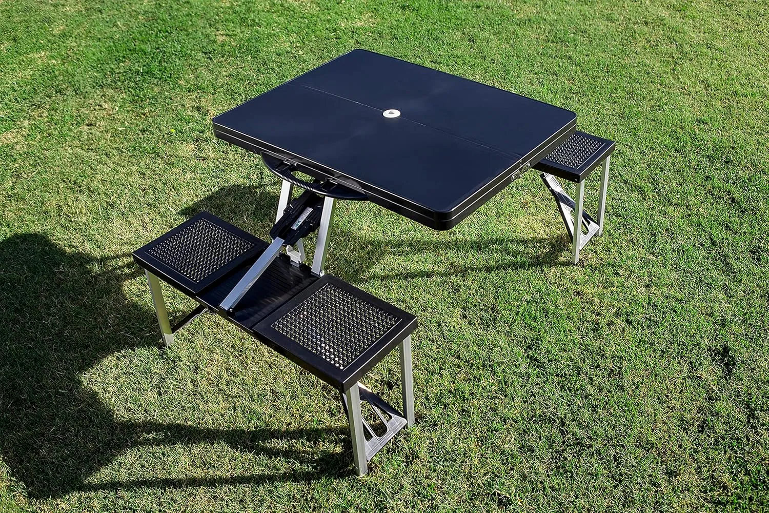 PICNIC TIME NFL Picnic Table Portable Folding Table with Seats and Umbrella