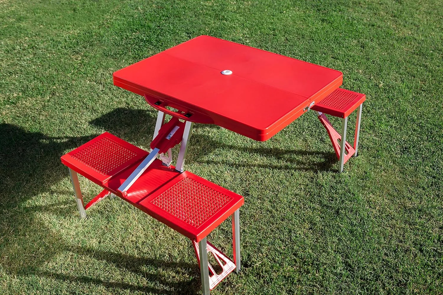 PICNIC TIME NFL Picnic Table Portable Folding Table with Seats and Umbrella