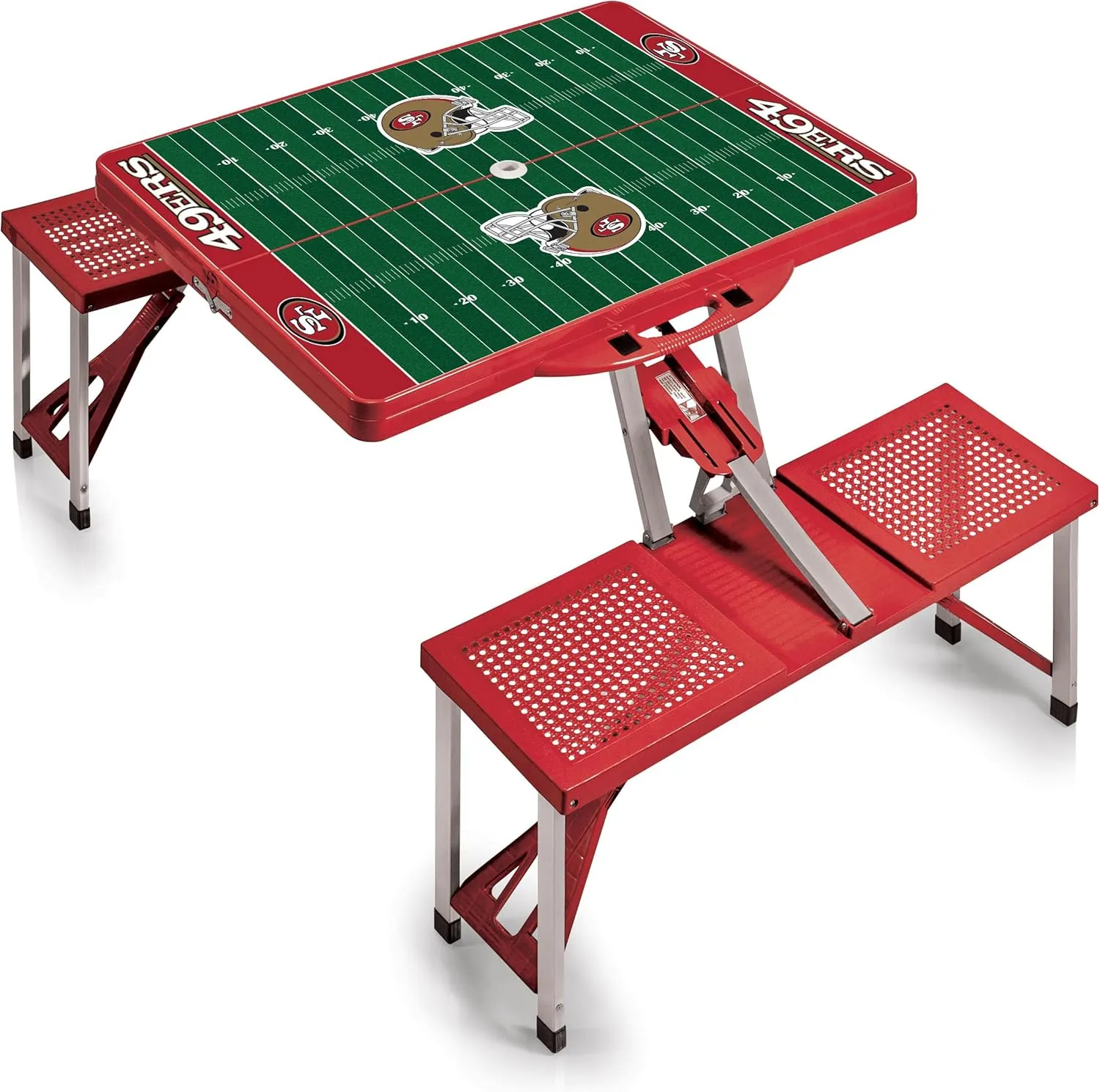 PICNIC TIME NFL Picnic Table Portable Folding Table with Seats and Umbrella