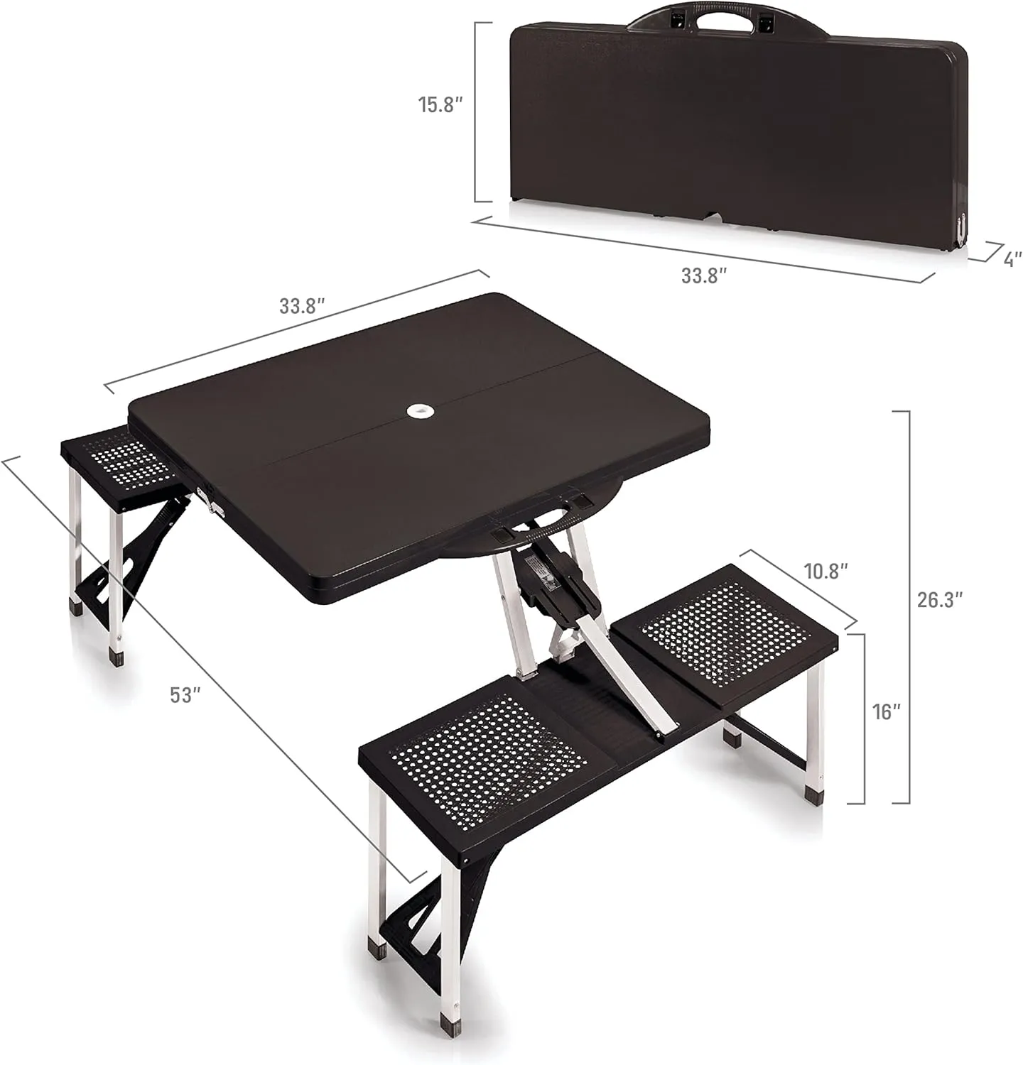 PICNIC TIME NFL Picnic Table Portable Folding Table with Seats and Umbrella