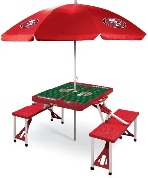 PICNIC TIME NFL Picnic Table Portable Folding Table with Seats and Umbrella
