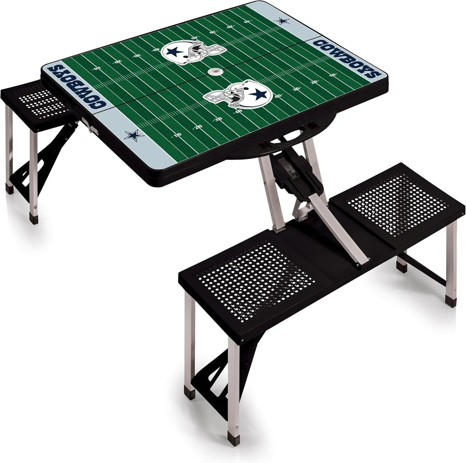 PICNIC TIME NFL Picnic Table Portable Folding Table with Seats and Umbrella