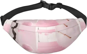 Pink Cherry Blossom Staircase Men'S And Women'S Waist Pack, Crossbody Bag With Adjustable Belt For Running, Traveling, Sports, Hiking