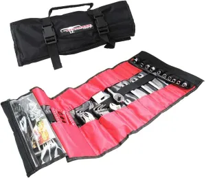 Pit Posse PP2740L 33 Pocket Tool Roll Organizer - Wrench Organizer & Tool Pouch - Wrench Roll Includes Pouches for 10 Sockets - Roll Up Tool Bag for Electrician, HVAC, Plumber, Carpenter or Mechan
