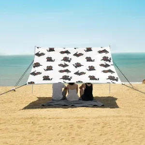 Pixel Black Cats Kittens Beach Canopy Tent Anti-UV & Wind Resistant, Camping Sun Shelter Easy Setup Portable,Outdoor Shade Tents with Sandbags,Sand Shovels,Ground Pegs & Stability Poles