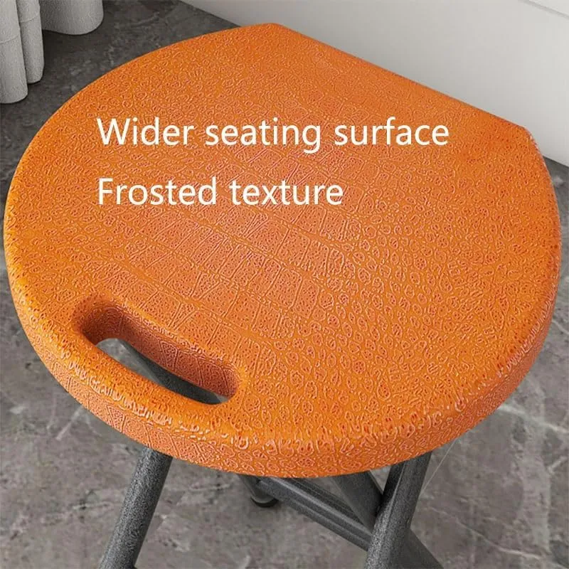 Plastic Folding Stool 20inch Foldable Camping Stool Portable Collapsible Round Stool with Handle for Indoor Outdoor Fishing BBQ(Blue)