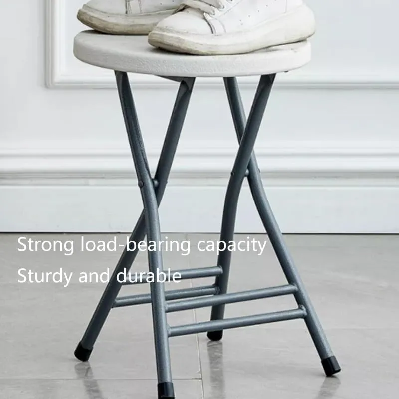 Plastic Folding Stool 20inch Foldable Camping Stool Portable Collapsible Round Stool with Handle for Indoor Outdoor Fishing BBQ(Blue)