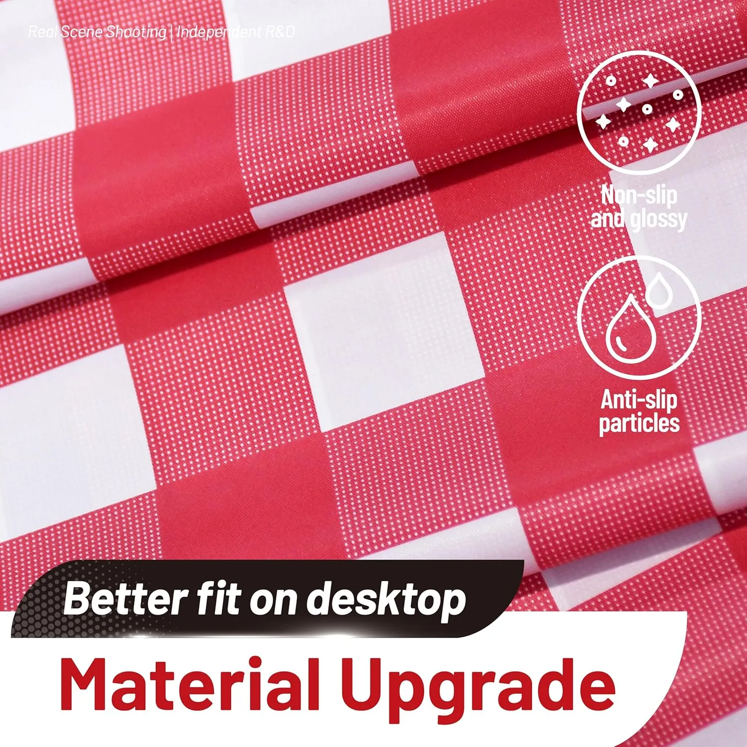 Plastic Table Cloth, 310 Ft X 54 in Disposable Tablecloth Red and White Checkered Tablecloth with Any Cut Sliding Cutters Premium PEVA Plastic Table Cloth Disposable for Picnic, Parties, Festivals