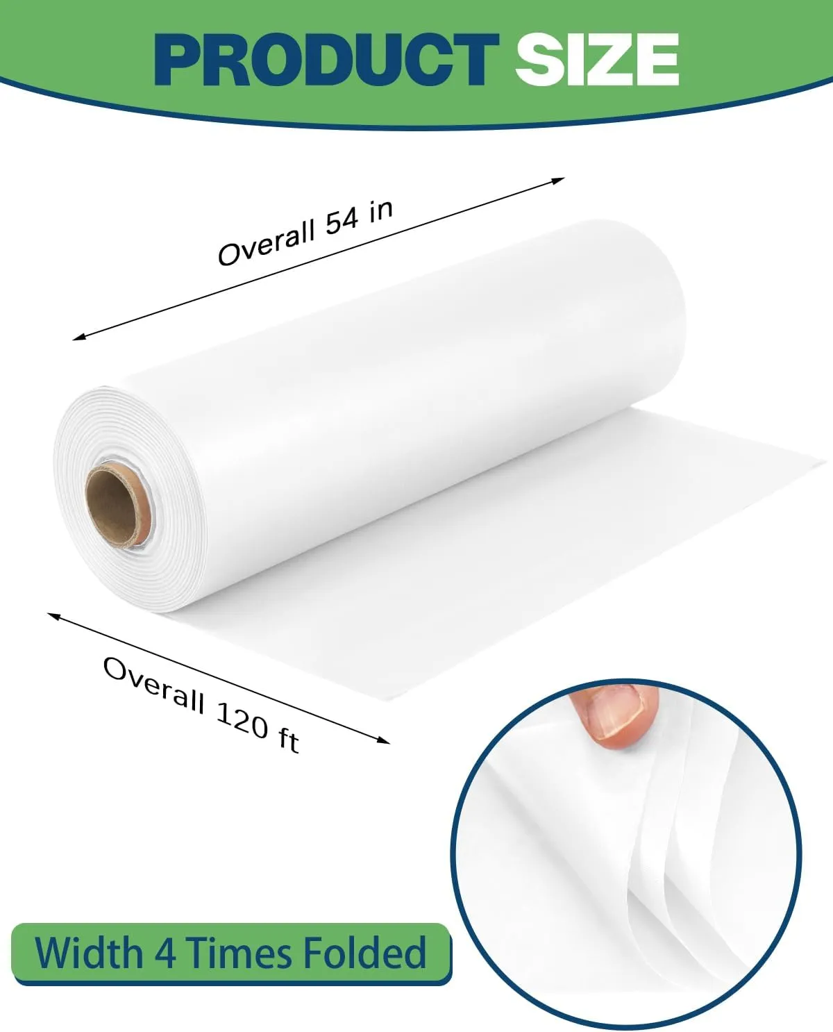 Plastic Table Cover Roll 54 Inch x 120 Feet Disposable Tablecloth, White Table Cloth Roll with Cutter Box for Weddings, Christmas, Thanksgiving, Banquets, Parties