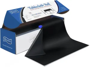 Plastic Table Cover Roll Disposable Tablecloth: 54in X 120ft Table Covers Plastic Table Cover Roll with Easy Slide Cutter Plastic Table Cloths for Parties Disposable-Black