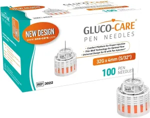 Plus Pen Tips 32G x 5/32’’ (4mm), Universal Fit, Optimal Skin-Contact Base for Comfort, Sterile, 100/bx