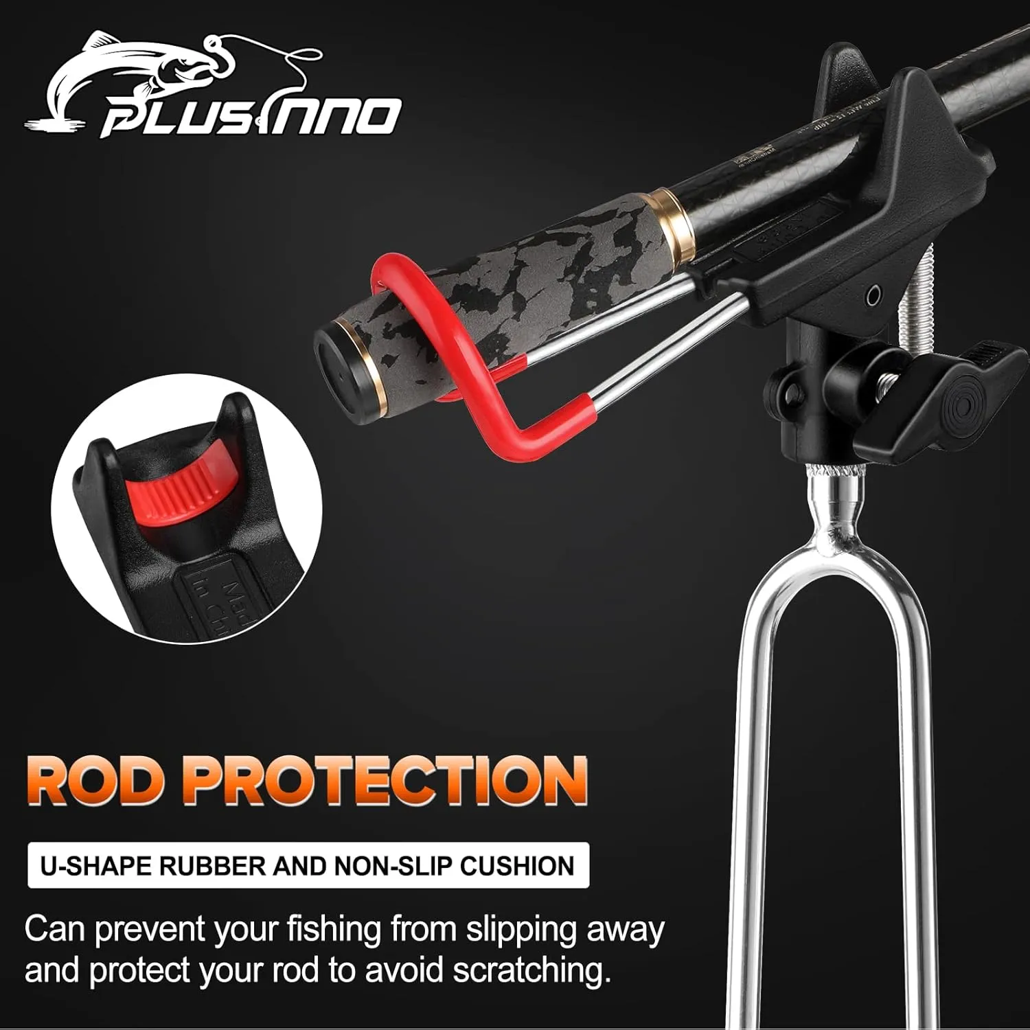 PLUSINNO Fishing Rod Holders - Upgraded 360 Degree Adjustable Fishing Pole Stand Equipment for Bank, Beach, Gift for Men