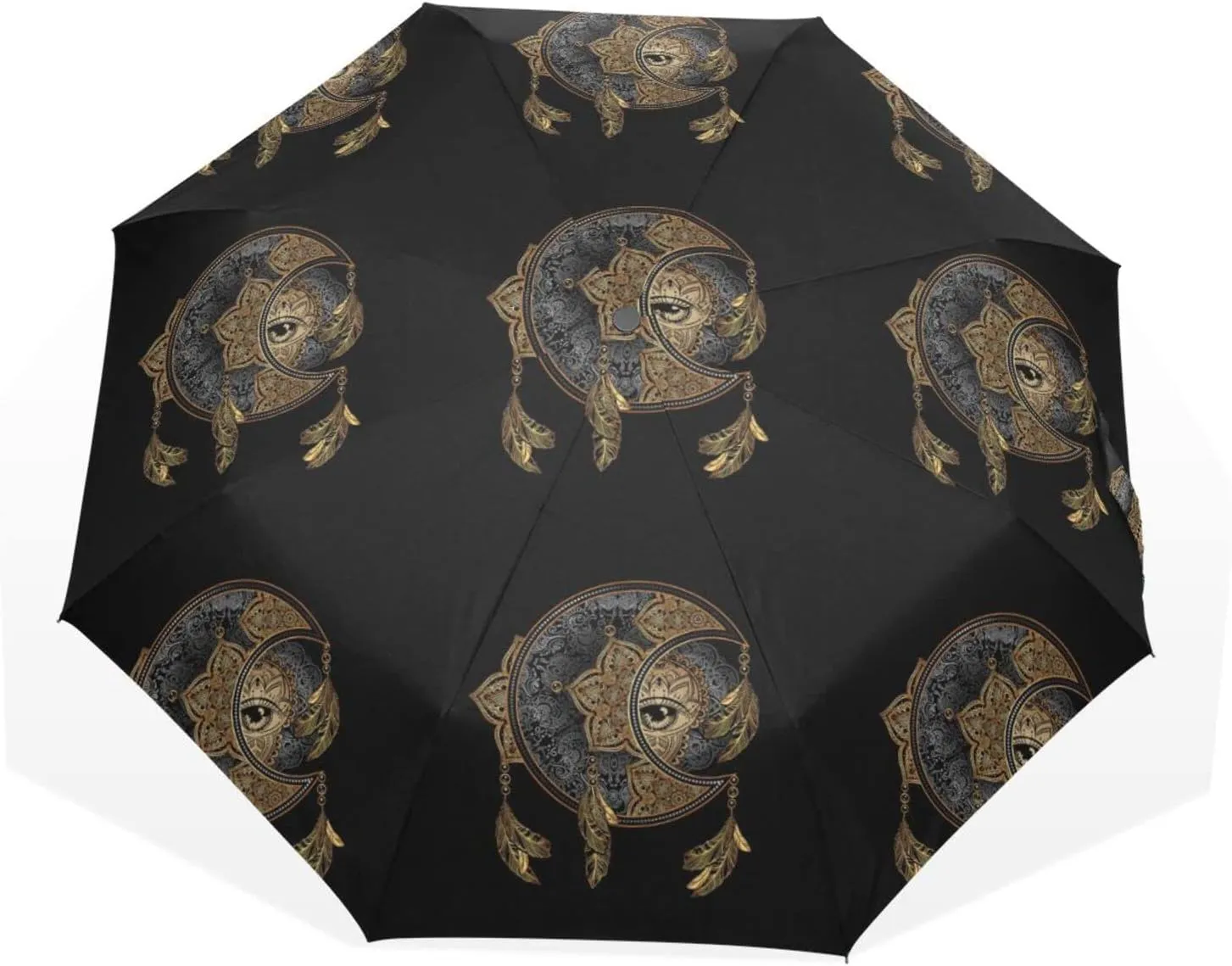 Poeticcity Rain Travel Umbrella, Hand Open Close Windproof Waterproof Folding Umbrella, Compact Canopy Strong Ray Parasol Umbrella