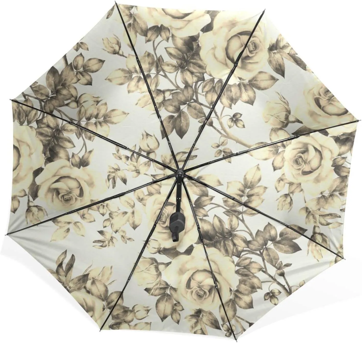 Poeticcity Rain Travel Umbrella, Hand Open Close Windproof Waterproof Folding Umbrella, Compact Canopy Strong Ray Parasol Umbrella