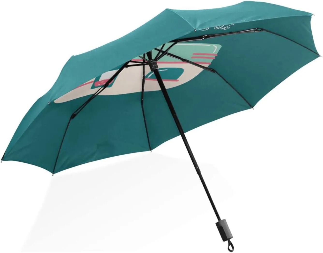 Poeticcity Rain Travel Umbrella, Hand Open Close Windproof Waterproof Folding Umbrella, Compact Canopy Strong Ray Parasol Umbrella