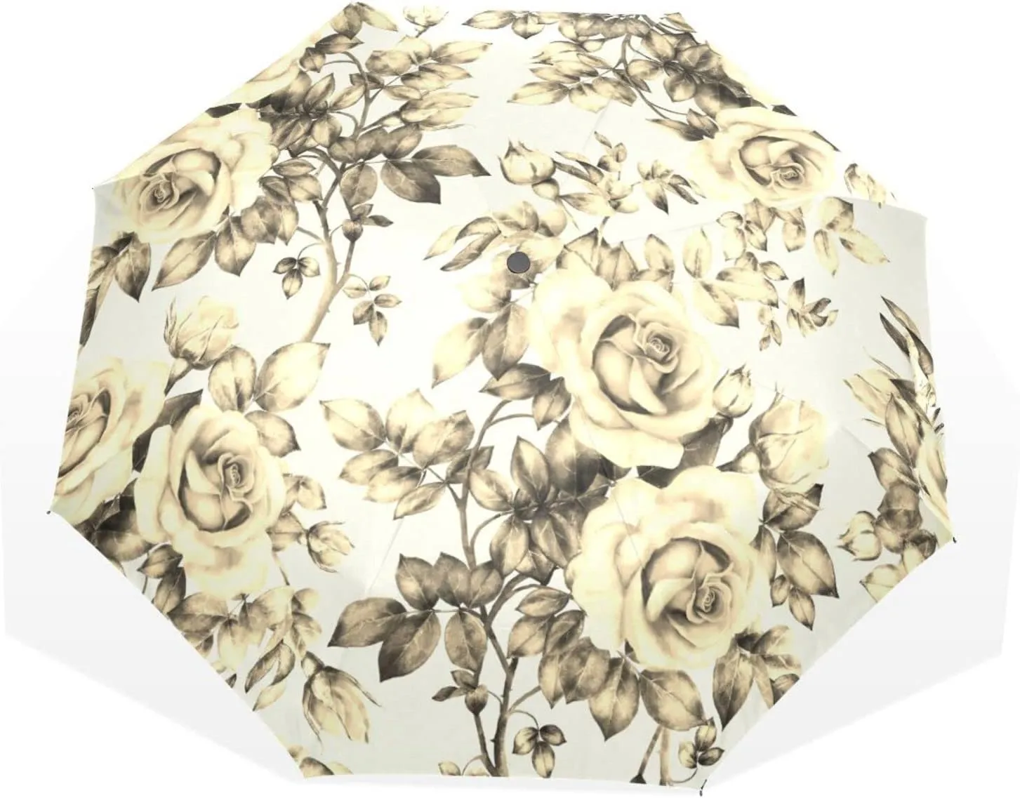 Poeticcity Rain Travel Umbrella, Hand Open Close Windproof Waterproof Folding Umbrella, Compact Canopy Strong Ray Parasol Umbrella