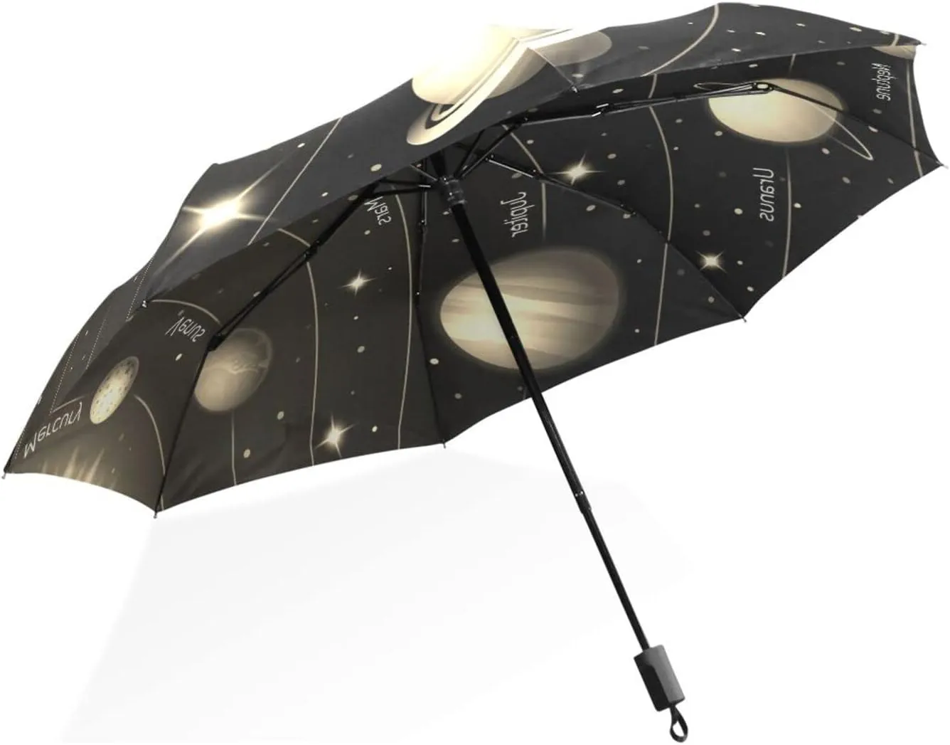 Poeticcity Rain Travel Umbrella, Hand Open Close Windproof Waterproof Folding Umbrella, Compact Canopy Strong Ray Parasol Umbrella