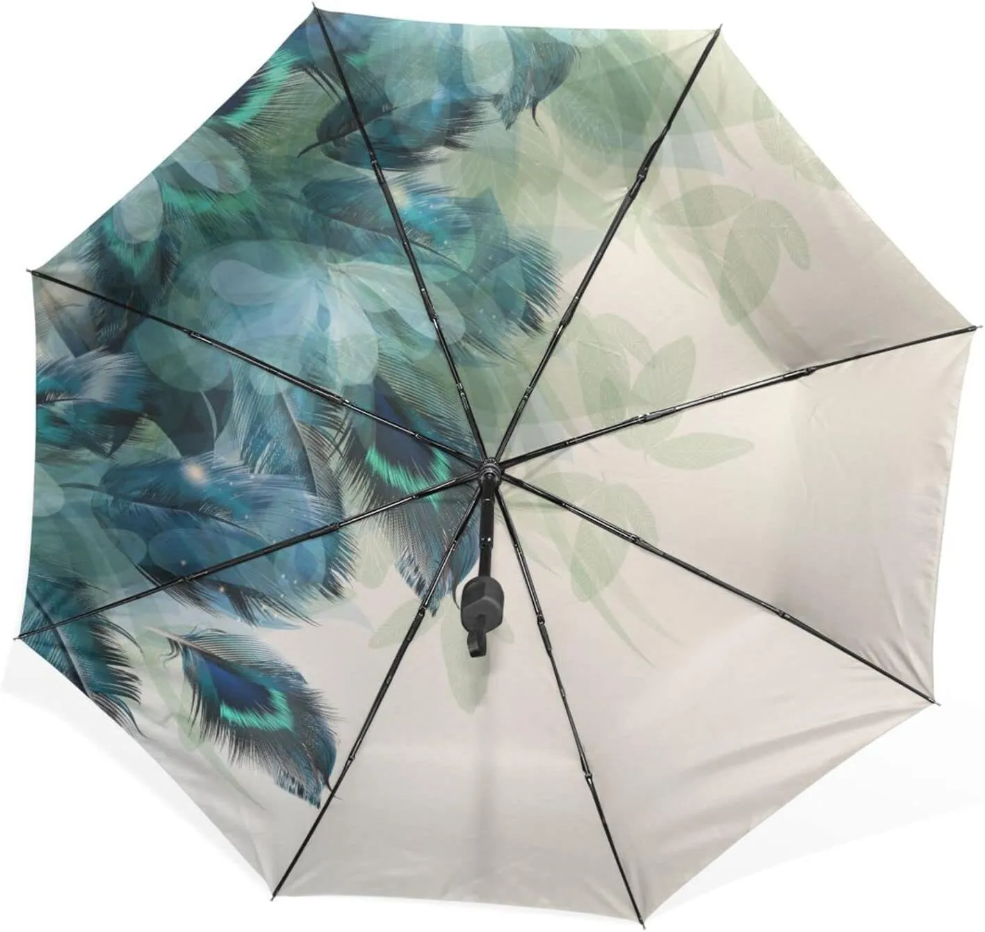 Poeticcity Rain Travel Umbrella, Hand Open Close Windproof Waterproof Folding Umbrella, Compact Canopy Strong Ray Parasol Umbrella