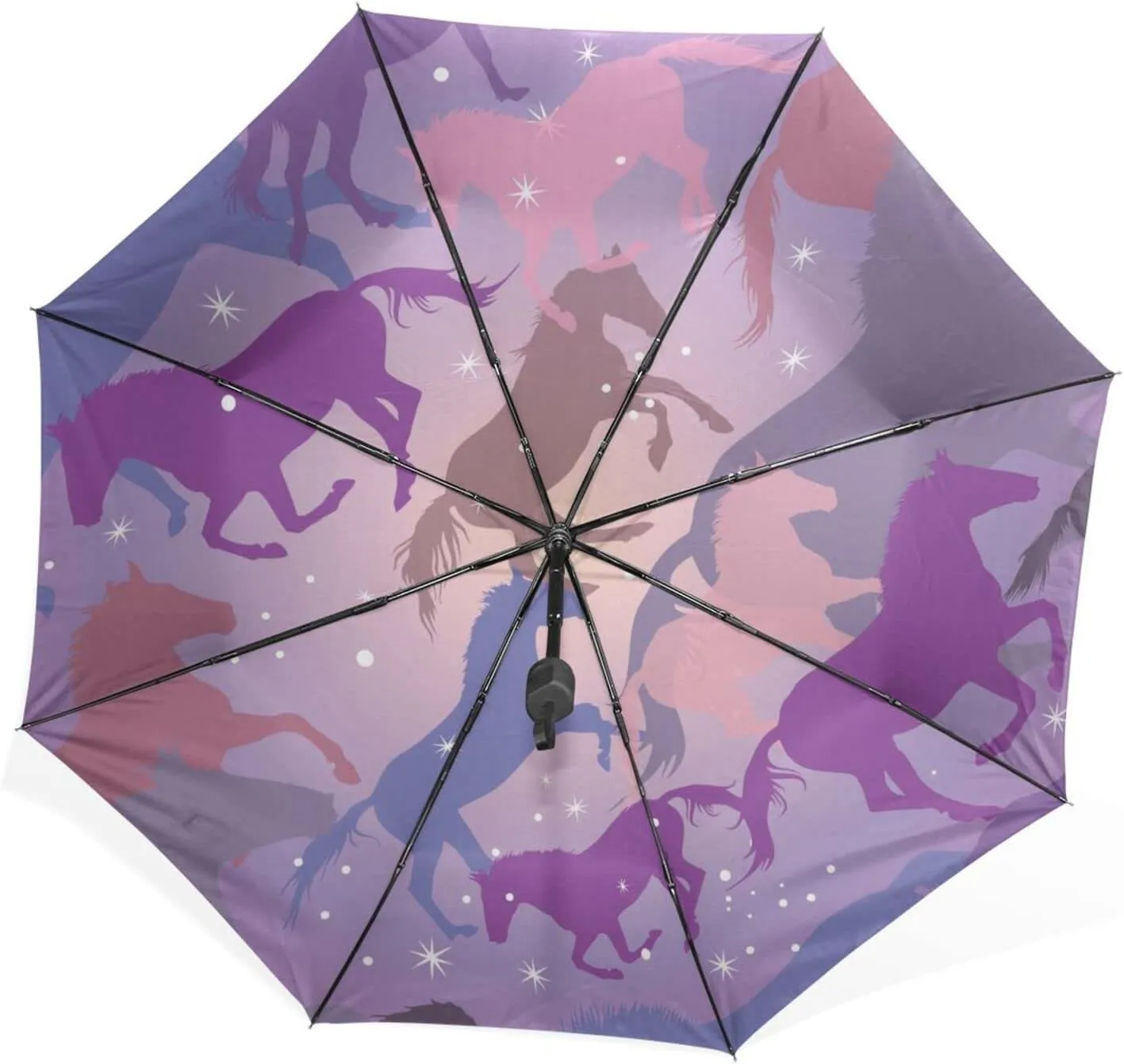 Poeticcity Rain Travel Umbrella, Hand Open Close Windproof Waterproof Folding Umbrella, Compact Canopy Strong Ray Parasol Umbrella