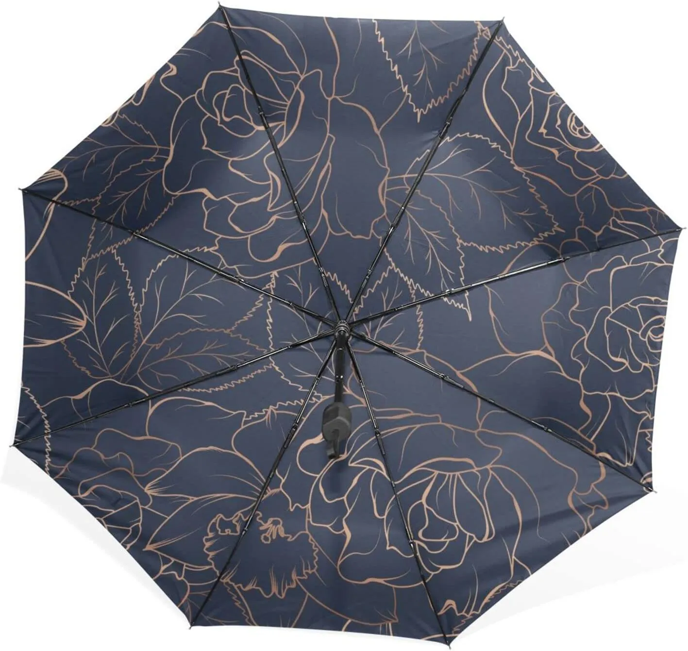 Poeticcity Rain Travel Umbrella, Hand Open Close Windproof Waterproof Folding Umbrella, Compact Canopy Strong Ray Parasol Umbrella
