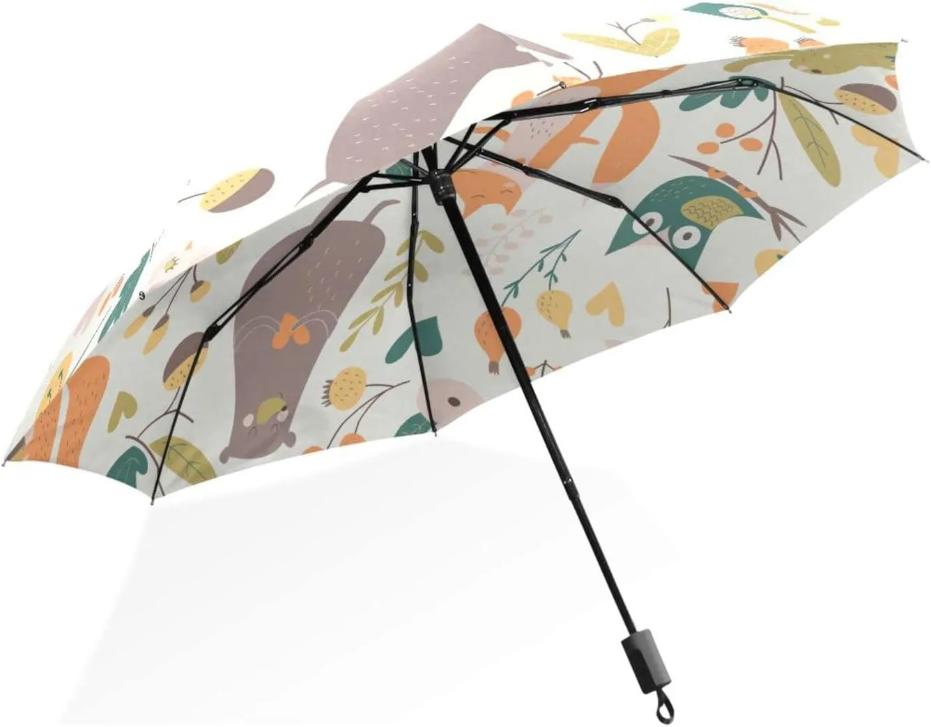 Poeticcity Rain Travel Umbrella, Hand Open Close Windproof Waterproof Folding Umbrella, Compact Canopy Strong Ray Parasol Umbrella