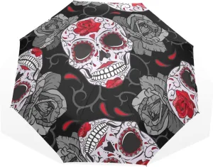 Poeticcity Rain Travel Umbrella, Hand Open Close Windproof Waterproof Folding Umbrella, Compact Canopy Strong Ray Parasol Umbrella