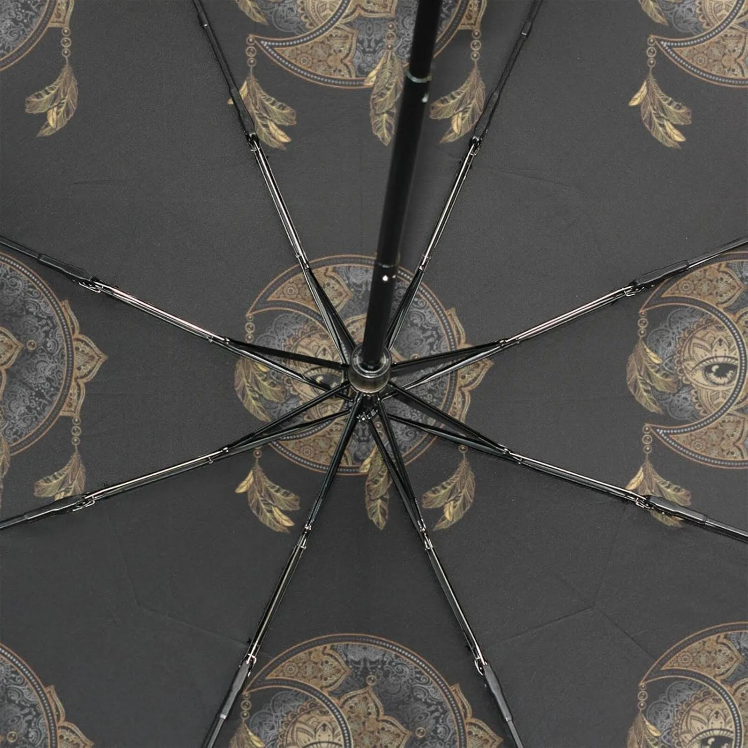 Poeticcity Rain Travel Umbrella, Hand Open Close Windproof Waterproof Folding Umbrella, Compact Canopy Strong Ray Parasol Umbrella