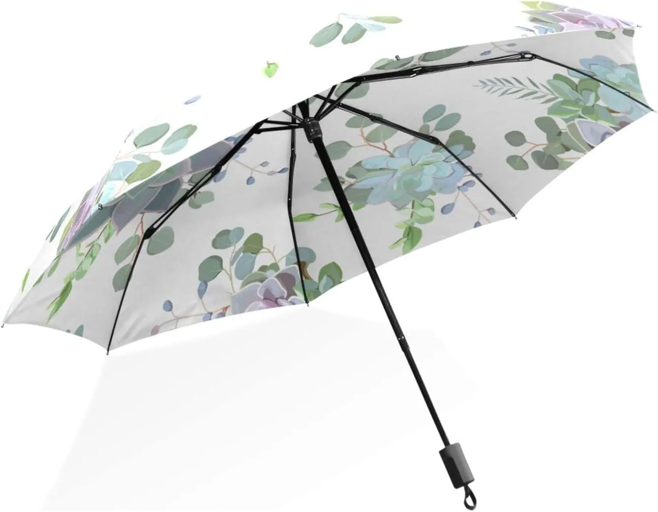 Poeticcity Rain Travel Umbrella, Hand Open Close Windproof Waterproof Folding Umbrella, Compact Canopy Strong Ray Parasol Umbrella