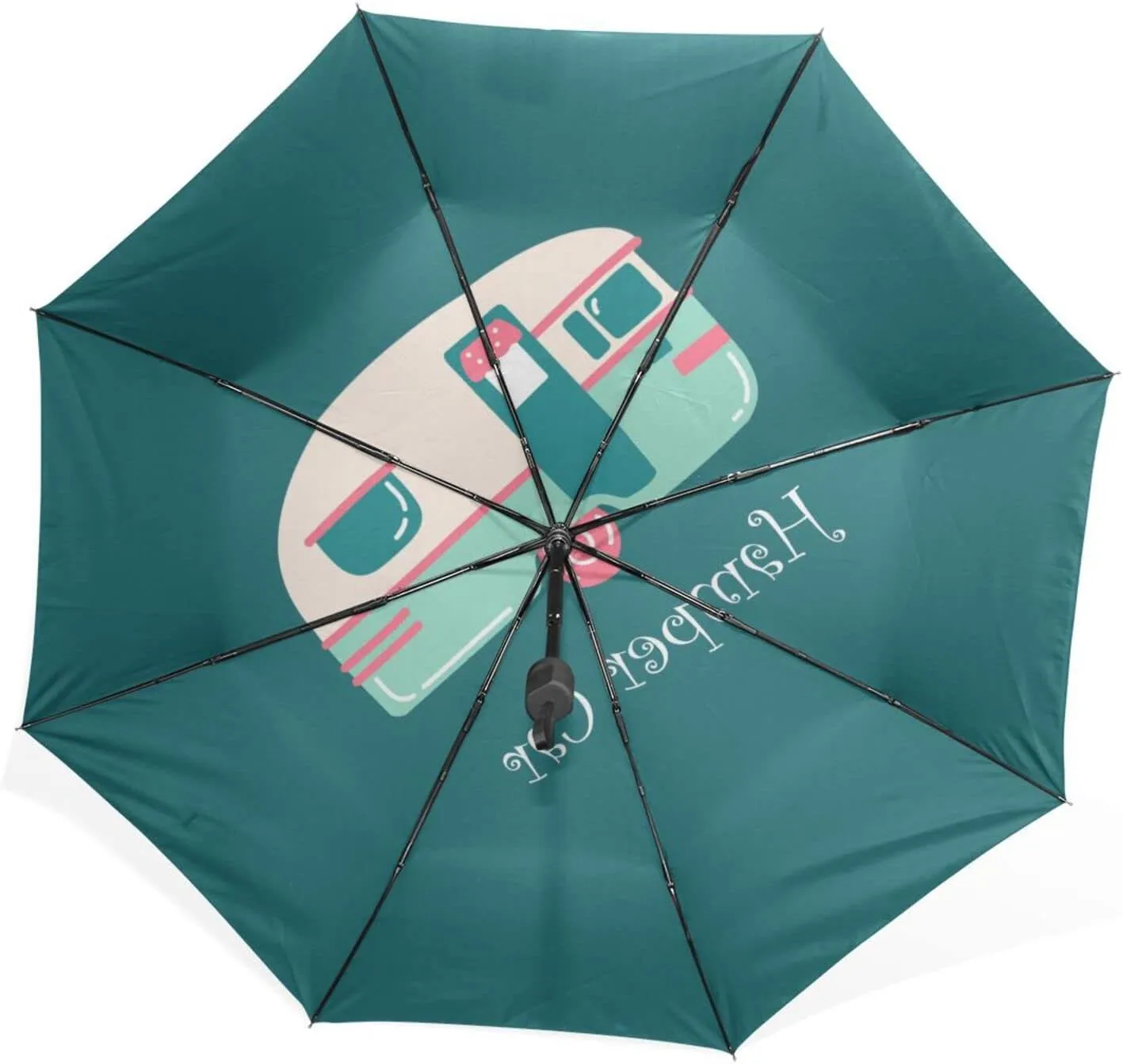 Poeticcity Rain Travel Umbrella, Hand Open Close Windproof Waterproof Folding Umbrella, Compact Canopy Strong Ray Parasol Umbrella