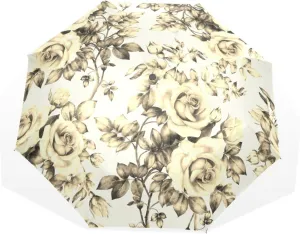 Poeticcity Rain Travel Umbrella, Hand Open Close Windproof Waterproof Folding Umbrella, Compact Canopy Strong Ray Parasol Umbrella