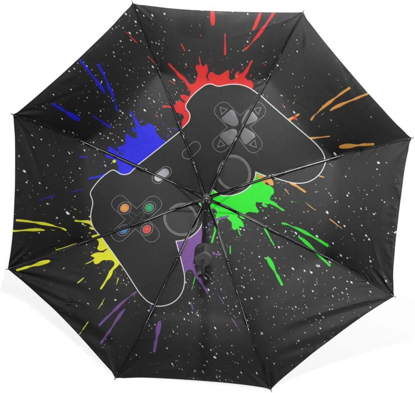 Poeticcity Rain Travel Umbrella, Hand Open Close Windproof Waterproof Folding Umbrella, Compact Canopy Strong Ray Parasol Umbrella
