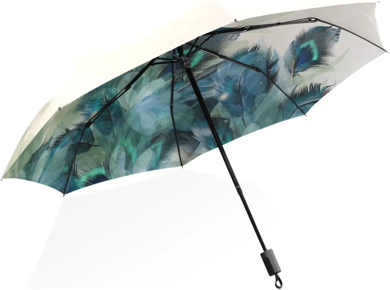 Poeticcity Rain Travel Umbrella, Hand Open Close Windproof Waterproof Folding Umbrella, Compact Canopy Strong Ray Parasol Umbrella
