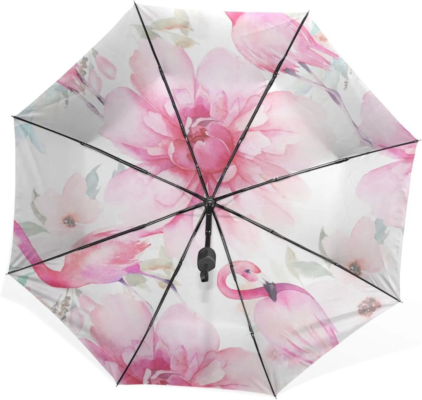 Poeticcity Rain Travel Umbrella, Hand Open Close Windproof Waterproof Folding Umbrella, Compact Canopy Strong Ray Parasol Umbrella