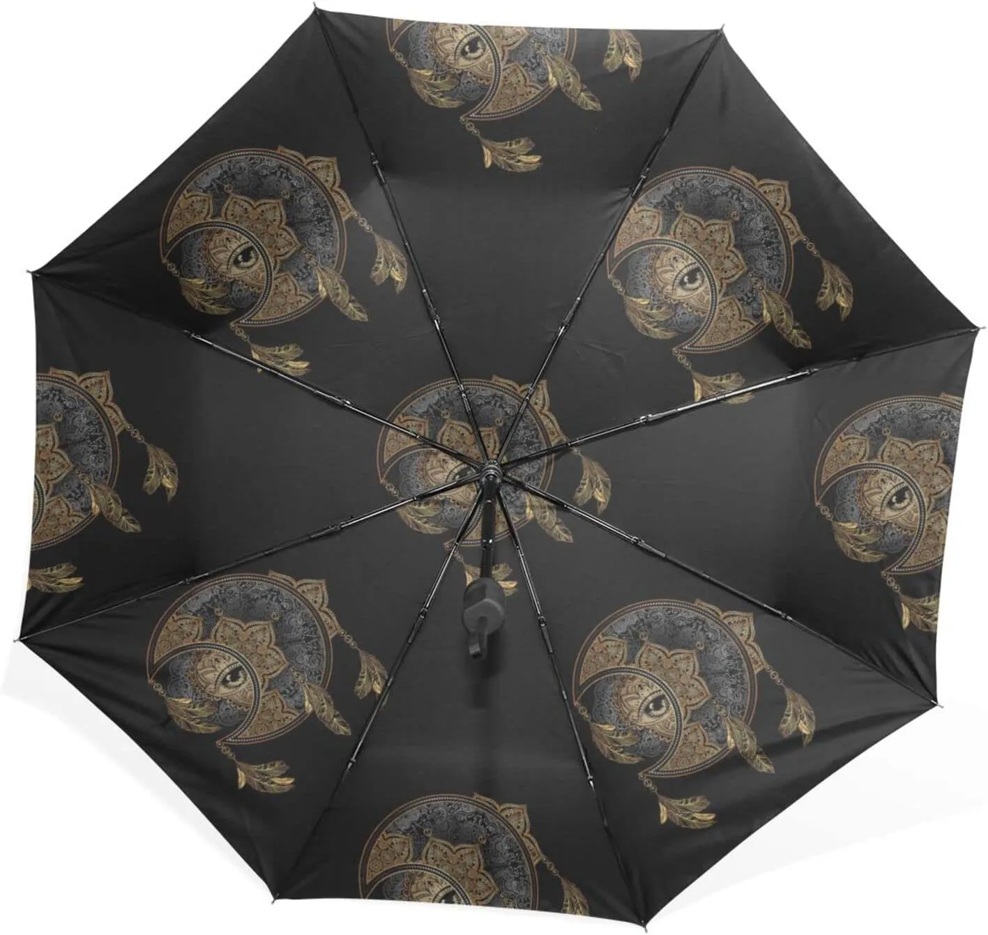 Poeticcity Rain Travel Umbrella, Hand Open Close Windproof Waterproof Folding Umbrella, Compact Canopy Strong Ray Parasol Umbrella