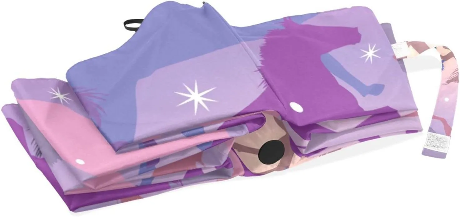 Poeticcity Rain Travel Umbrella, Hand Open Close Windproof Waterproof Folding Umbrella, Compact Canopy Strong Ray Parasol Umbrella