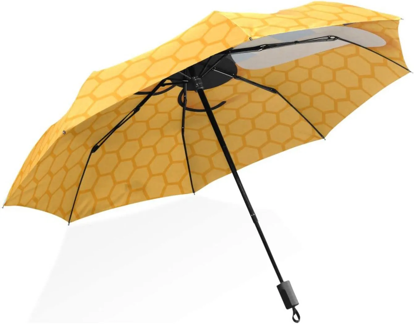 Poeticcity Rain Travel Umbrella, Hand Open Close Windproof Waterproof Folding Umbrella, Compact Canopy Strong Ray Parasol Umbrella