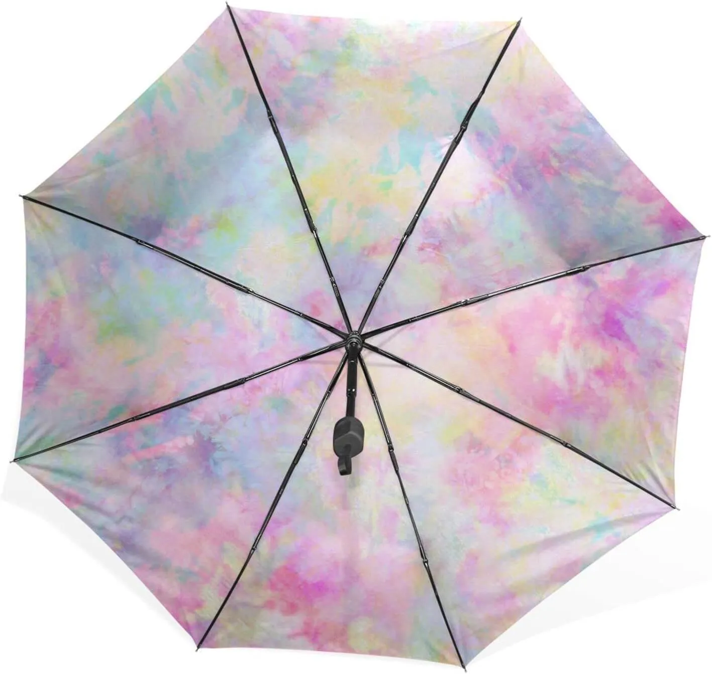 Poeticcity Rain Travel Umbrella, Hand Open Close Windproof Waterproof Folding Umbrella, Compact Canopy Strong Ray Parasol Umbrella