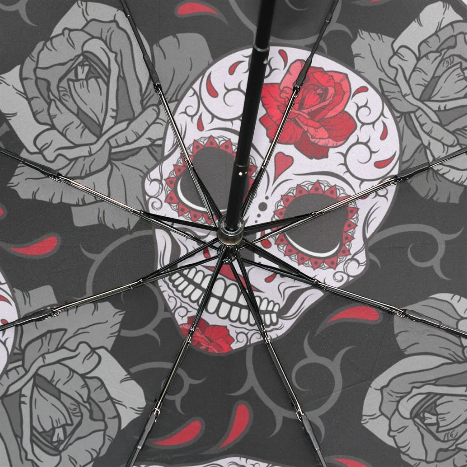 Poeticcity Rain Travel Umbrella, Hand Open Close Windproof Waterproof Folding Umbrella, Compact Canopy Strong Ray Parasol Umbrella